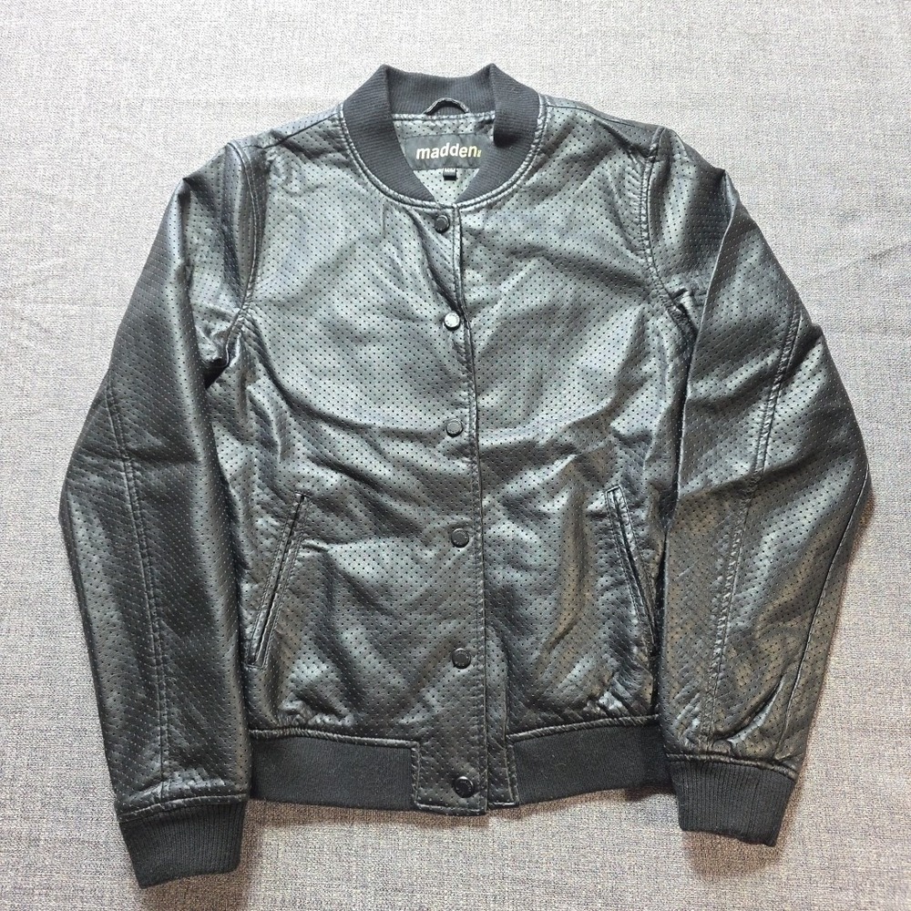 Madden NYC Jacket Womens Faux Leather Black Medium